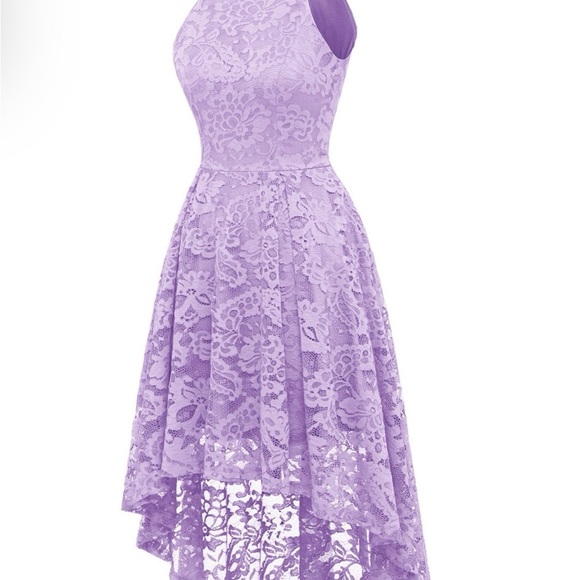 Purple Asymmetrical Sundress with Halter Neckline for Wedding Guest - Picture 7 of 16